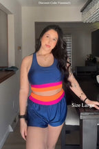 Blue Scoop Neck Racerback Sporty Bikini Top