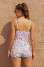Pink Floral Tummy Control Vintage One-Piece Swimsuit
