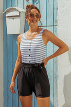 Black Belt Modest One-Piece Swimsuit