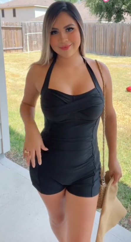 Black Self-Tie Halter Straps Vintage One-Piece Swimsuit