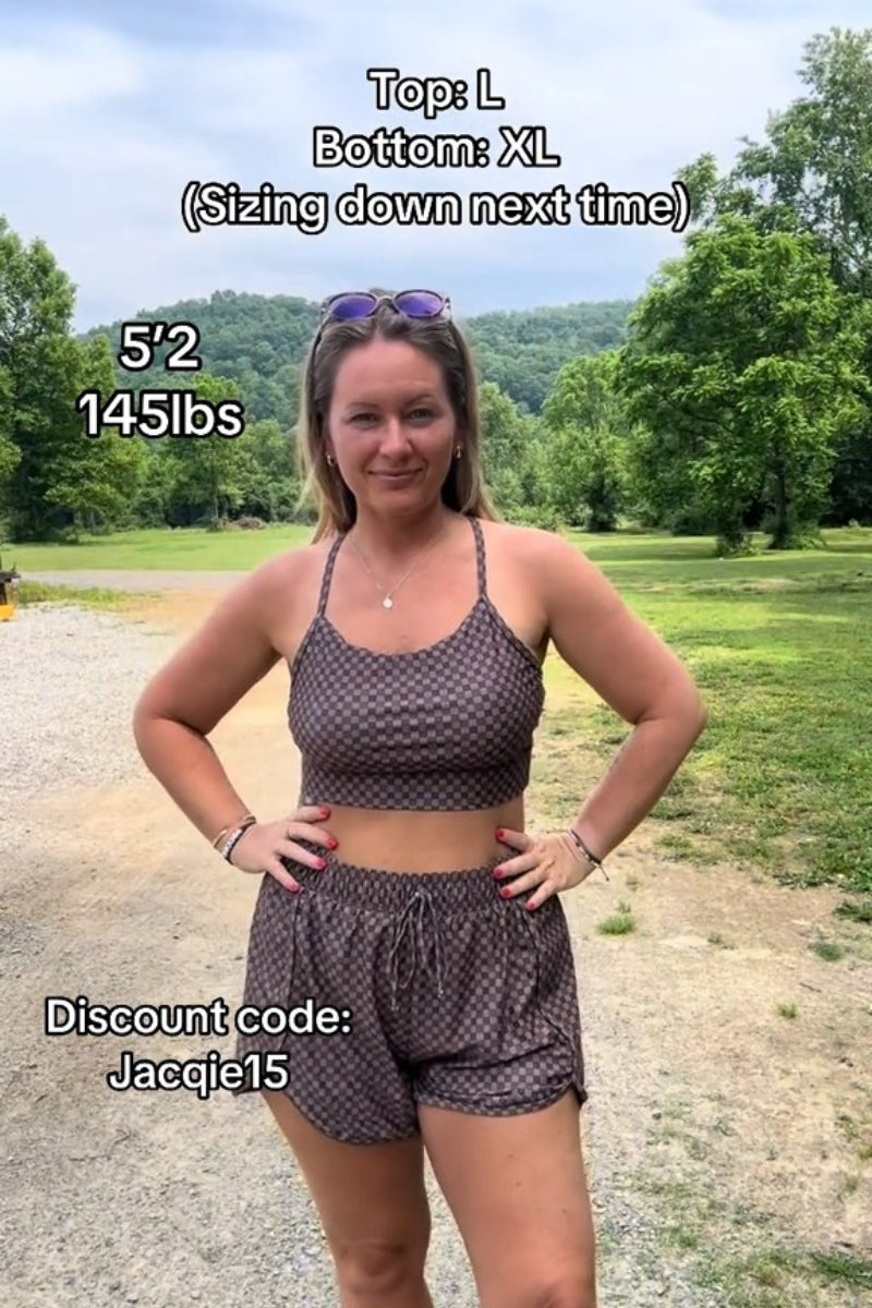 Brown Checked Zip-Pocket Stylish Athletic Short