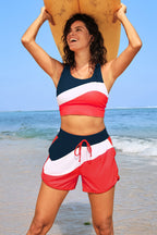 Black Colorblock Sporty Athletic Short with Pockets