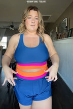 Blue Scoop Neck Racerback Sporty Bikini Top