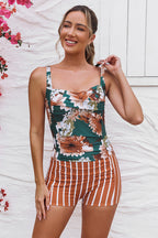 Pink Floral Tummy Control Vintage One-Piece Swimsuit