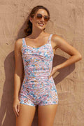 Pink Floral Tummy Control Vintage One-Piece Swimsuit
