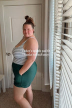 White Striped Sporty Bikini Top with Boy Short Set
