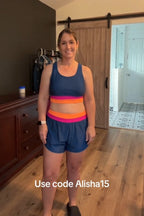 Blue Scoop Neck Racerback Sporty Bikini Top