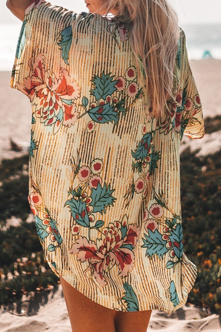 Floral Buttoned Bohemian Cover Up
