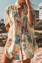 Floral Buttoned Bohemian Cover Up