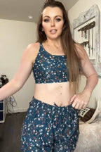 Floral Scoop Neck Stylish Bikini Top with Boy Short Set