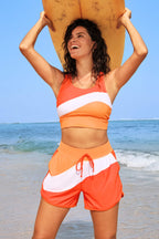 Black Colorblock Sporty Athletic Short with Pockets
