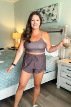Brown Checked Zip-Pocket Stylish Athletic Short