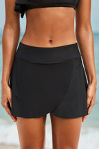 Black High Waisted Womens Skirted Swim