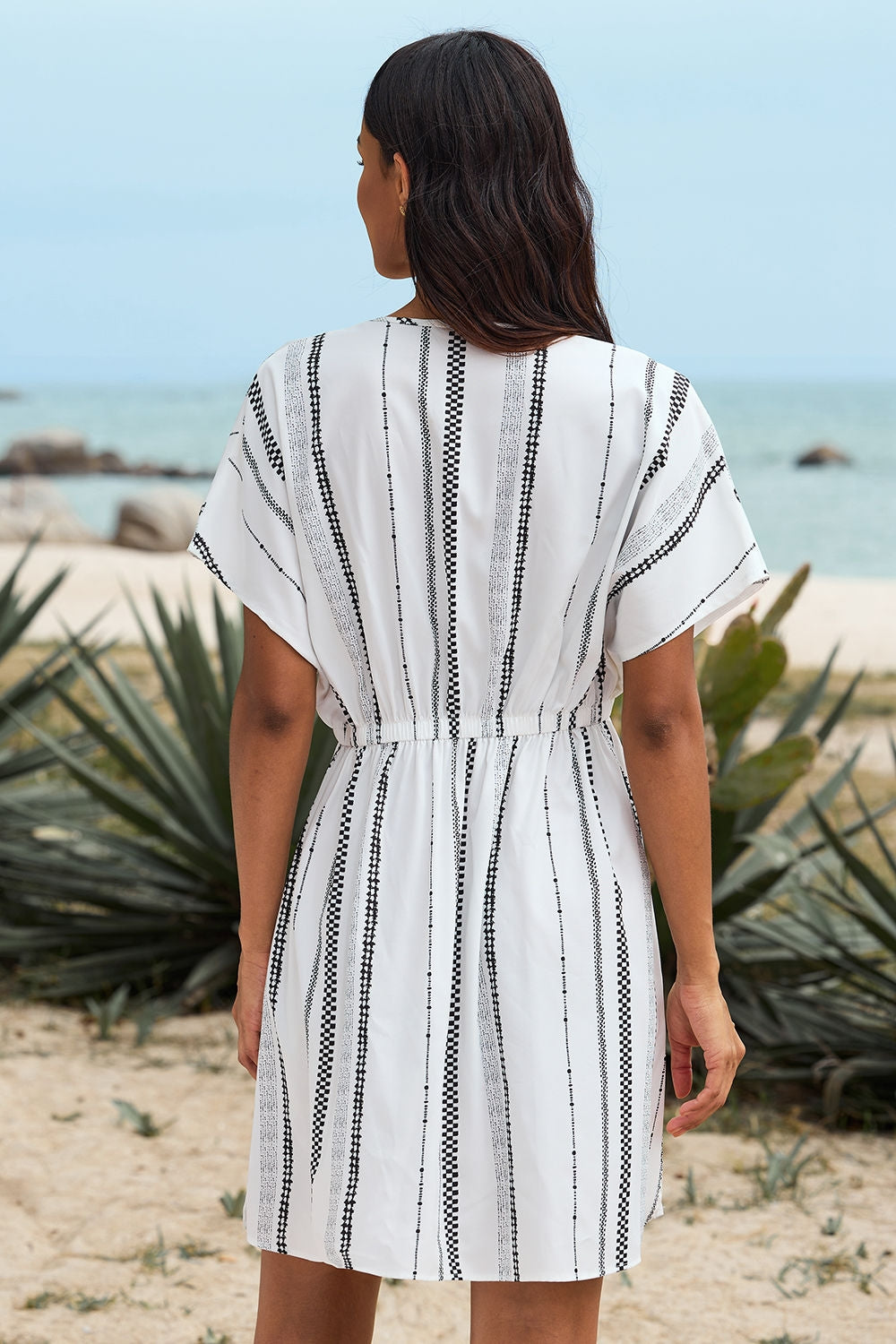 White 1/2 Sleeves Beach Cover Ups