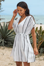 White 1/2 Sleeves Beach Cover Ups