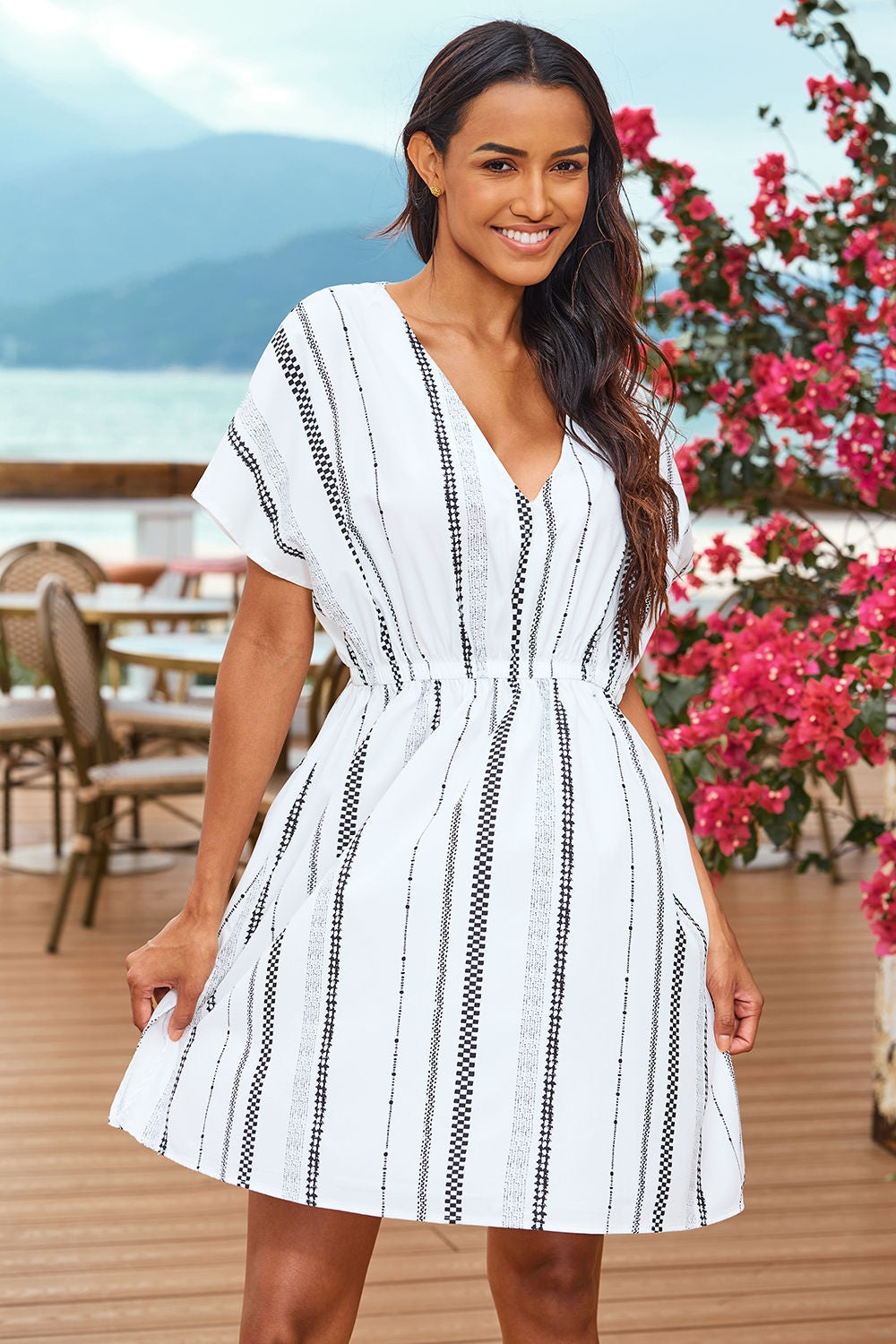 White 1/2 Sleeves Beach Cover Ups