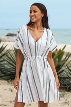White 1/2 Sleeves Beach Cover Ups