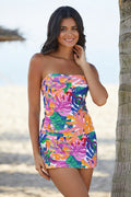 Colorful Strapless Tummy Control Tankini Swimsuits