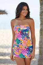 Colorful Strapless Tummy Control Tankini Swimsuits