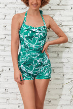 Geometric Sweetheart Neck Vintage One-Piece Swimsuit