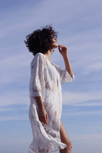 White Floral Crochet Cover Up