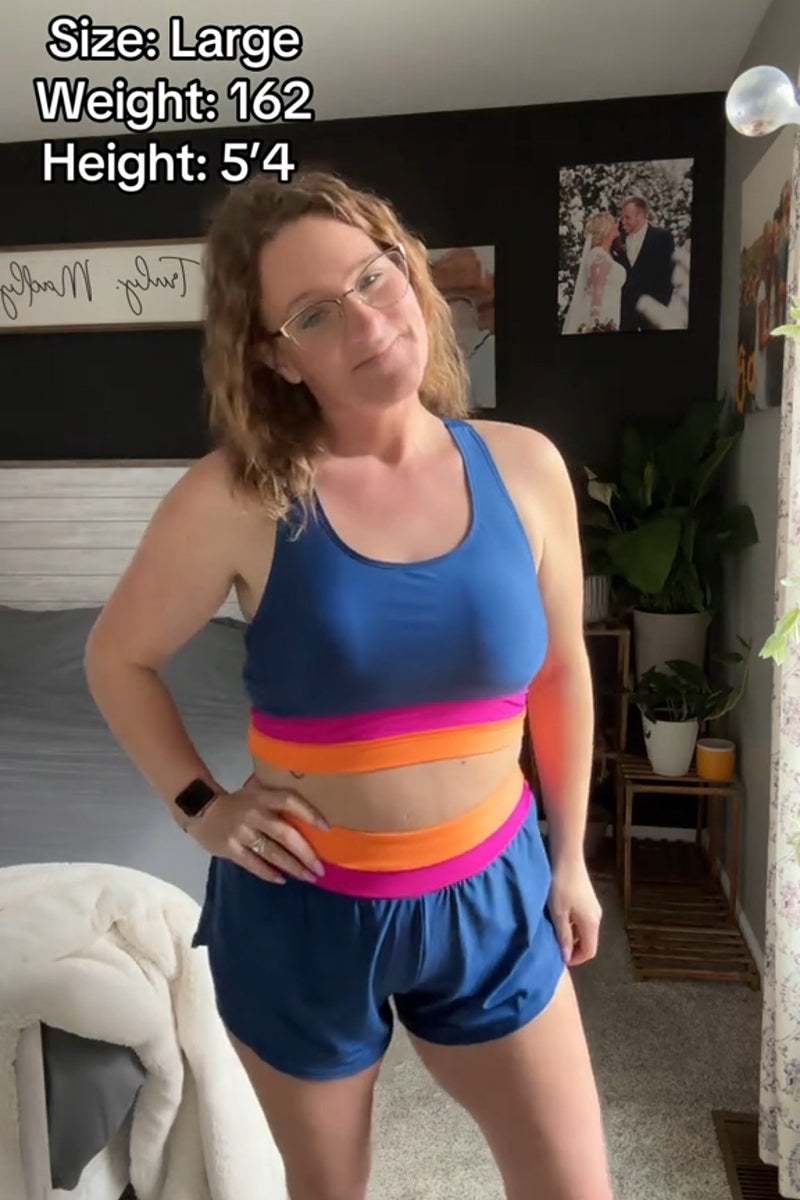 Blue Scoop Neck Racerback Sporty Bikini Top