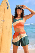 Black Colorblock Sporty Athletic Short with Pockets