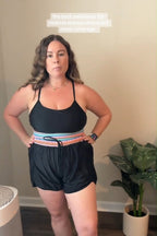 Black Sporty Athletic Short with Zipper Pockets