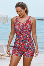 Black Belt Modest One-Piece Swimsuit