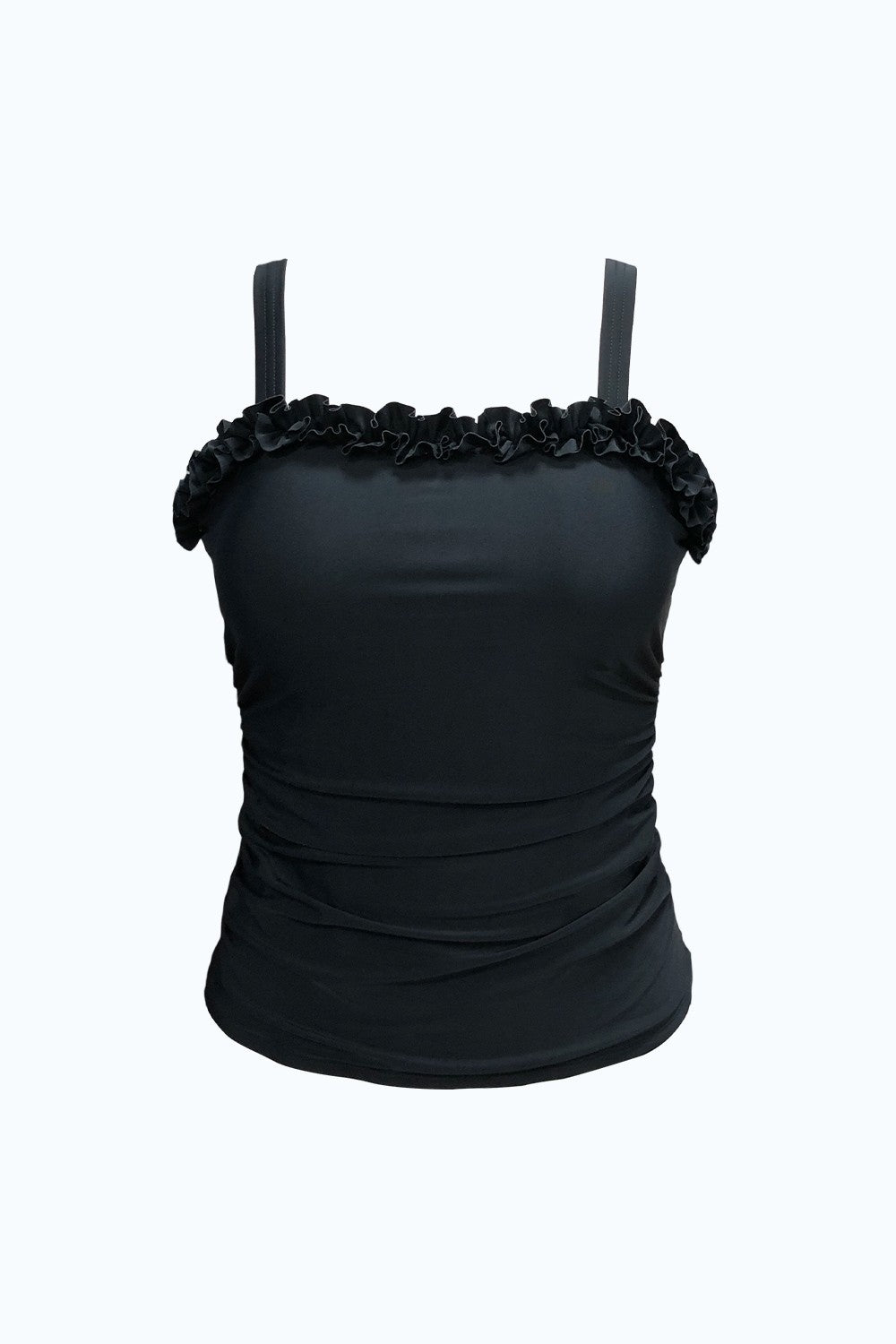 Black Square Neck Wide Straps Tankini Top