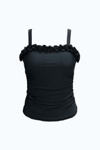 Black Square Neck Wide Straps Tankini Top