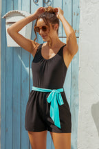 Black Belt Modest One-Piece Swimsuit